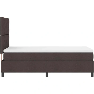 Image of Box Spring Bed with Mattress Dark Brown 100x200 cm Fabric Vidaxl