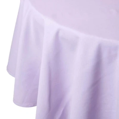 Image of HOMESCAPES Mauve Cotton Round Tablecloth 6 to 8 seater Large Circular 178 cm (70 Inches) Washable Hand Woven 100% Plain with Decorative Ladder Stitch Edge