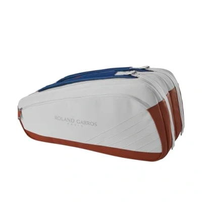 Image of Wilson Roland Garros Super Tour Tennis Racket Bag Holds up to 9 Rackets, Clay/White/Navy