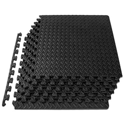 Image of ProsourceFit Puzzle Exercise Mat ½ in, EVA Interlocking Foam Floor Tiles for Home Gym, Workout Equipment, Padding Kids, Black, 24 in x Sq Ft 6