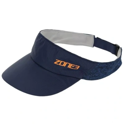Image of ZONE3 Lightweight Race Visor for Training and Racing, Navy/Blue Marl/Reflective Logo, Unisex One Size UV Sun Protection