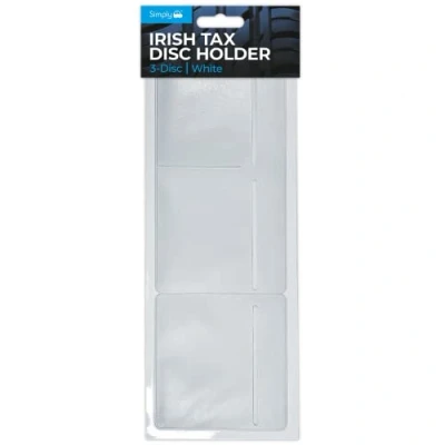Image of Simply ITDH003 White Irish Tax 3 Disc Holder Self Cling &amp; Easy Removal for Road and Insurance Certificates