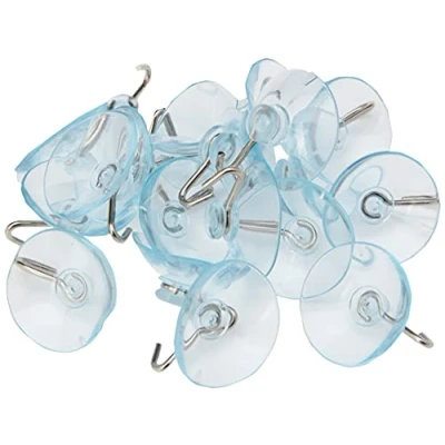 Image of Merriway® BH00023 (20 Pcs) Clear Plastic Suction Hook, 25 mm (1 inch) Pack of 20 Pieces