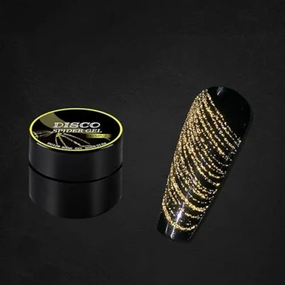 Image of Solid Color/Luminous/Bling Glitter Disco Spider Gel,21 Colors Nail Art Wire Drawing Gel for Line Pulling,New Upgraded Matrix with Paint (Glitter Gel, DSP02#Yellow)