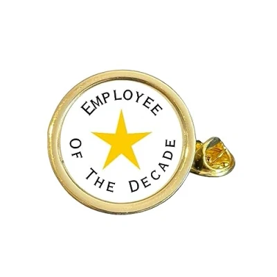 Image of Employee Of The Decade Gold Plated Domed Lapel Pin Badge in Gift Bag