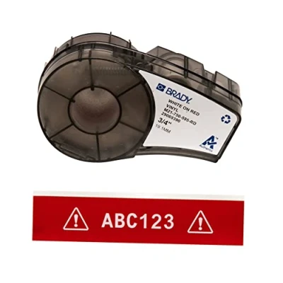 Image of Brady Vinyl Label Tape for Printer M211 &amp; M210 Self Adhesive Labels White on Red (19.05mm x 6.40m) M21 750 595 RD