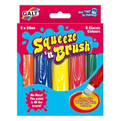 Image of Galt Toys, Squeeze &#039;n Brush Five Classic Colours, Tipped Paint Pens, Ages 3 Years Plus