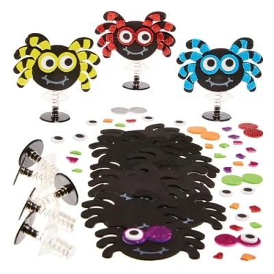 Image of Baker Ross FX197 Spider Jump Up Kits Pack of 8, Halloween Craft for Kids to Make and Play With