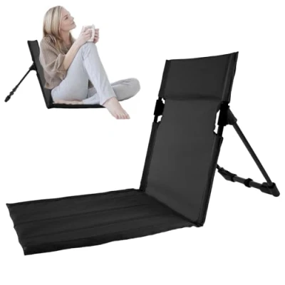 Image of Folding Beach Chair Lightweight Camping Floor with Storage Bag Portable Seats Low Fold up Sun Lounger Back for Fishing Barbecues Hiking Traveling Outside Activities