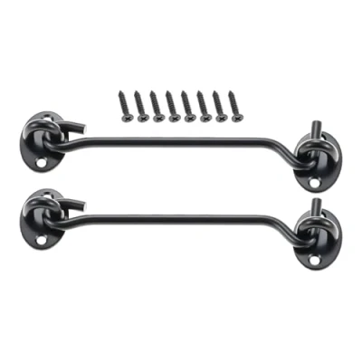 Image of Cabin Hook Gate Lock Black,150mm Stainless Steel Heavy Duty Latch, and Eye Latch 6Inch for Garage,Shed Door,Window 2Pcs