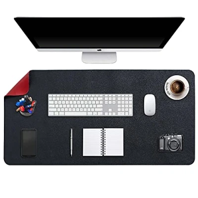 Image of DOBAOJIA Desk Pad Large, Mat, Extended Mouse XXL, Blotter, Laptop Writing for Office/Home, Dual Side Use PU Leather Waterproof 35.4&quot; X 16.9&quot; (Black/Red)