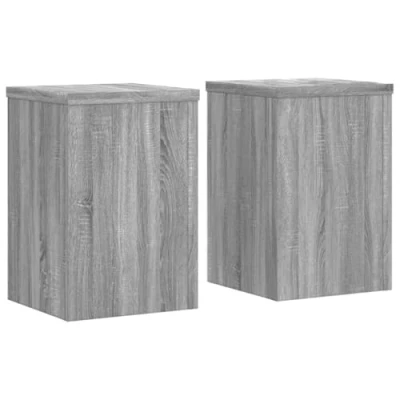 Image of vidaXL Grey Sonoma Plant Stands Engineered Wood Flower Stand Set of 2 20x20x30 cm Modern Timeless Design for Indoor Decor