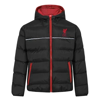 Image of Liverpool FC Official Gift Boys Quilted Hooded Winter Jacket Black 4 5 Years
