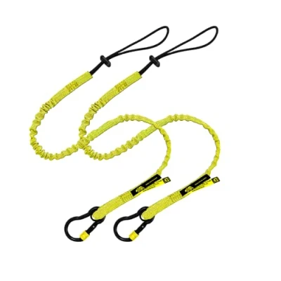 Image of BearTOOLS New Yellow Safety Lanyard Tether With Captive Eye Screw Lock Carabiner Aluminum, Universal Adjustable Loop End, Stop the Drops Weight Limit 8KG / 17.6lb Fall Restraint (2)