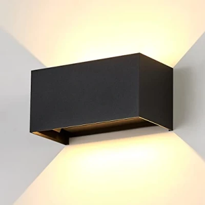 Image of Dr.lazy Led Wall Light Aluminum 20W Indoor Lamp 120 Adjustable Up Down Outdoor IP65 Waterproof Sconce Lighting Fixtures for Bedroom Hallway stairwells (Black Warm White)