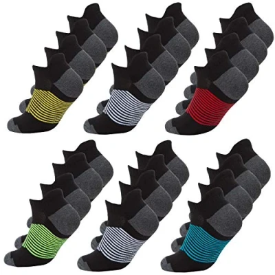 Image of RedTag Active Mens Cushioned Sport Trainer Socks Stripe 12 Pairs Green &amp; Red 6 11