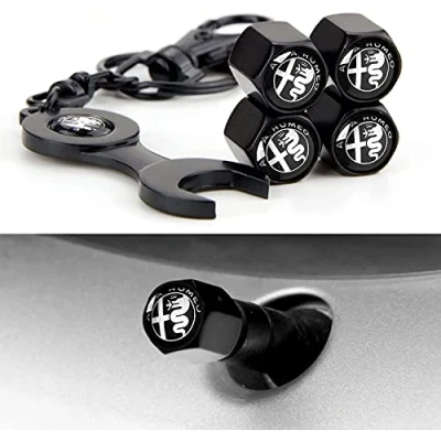 Image of Car Valve Cap Housing for Giulietta Giulia Stelvio Mito 147 156 159 166 Wheel Tyre Air Cover Styling