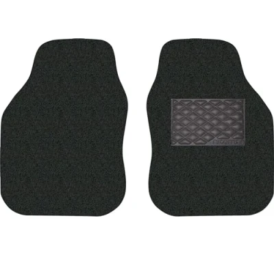Image of Nicoman Universal Car Floor Mat Spaghetti Coiled Non Slip PVC Rubber Heavy Duty Waterproof Easy Clean (Black, Front Set, Small, 2 Piece)