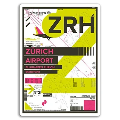 Image of 2 x 10cm ZRH Zurich Airport Vinyl Stickers Switzerland Travel Sticker #17410 (10cm Tall)