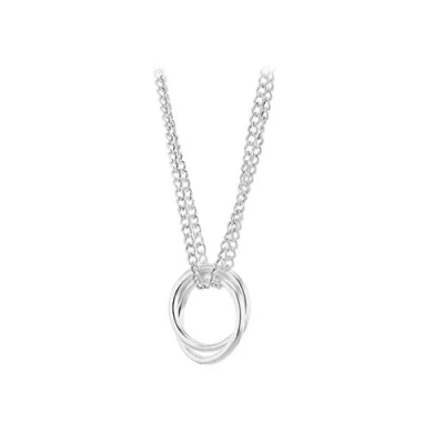 Image of Tuscany Silver Women&#039;s Linked Rings Double Curb Chain Adjustable Necklace 41cm/16&quot; 46cm/18&quot;