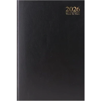 Image of 2025 Diary A4 Week To View Black Page A Day Yearly with Hard Cover for Home and Office Use