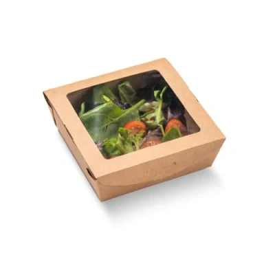Image of Vegware Compostable Medium Kraft Pasta Box with Window Case 300