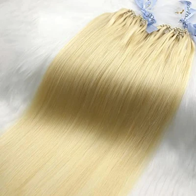 Image of GOOFIT Hair Extensions Micro Loop Human Remy Double Rings 1g/s 50s/pack (22&quot; #613 Bleach Blonde)