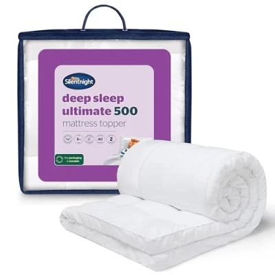 Image of Silentnight Deep Sleep 5cm Super King Mattress Topper Luxury Soft Thick Enhancer Pad Protector with Easy Fit Straps Hypoallergenic and Machine Washable 200x180cm