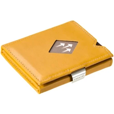 Image of EXENTRI Leather Trifold Wallet RFID Blocking w/Stainless Steel Locking Clip, Sunflower,