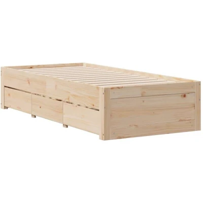 Image of vidaXL Bed Frame without Mattress with Drawers 90x190 cm Single Solid Wood Pine