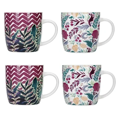 Image of KitchenCraft Barrel Mug Set Of 4 Exotic Floral
