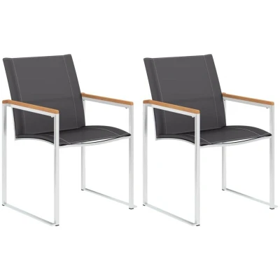Image of vidaXL Garden Chairs 2 pcs Textilene and Stainless Steel Grey