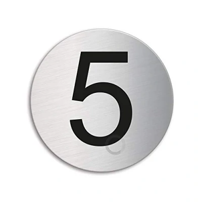 Image of Round room house mailbox number 5 brushed stainless steel no.39075