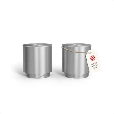 Image of LARS NYSØM Mini Salt and Pepper Shakers Set Stainless Steel with Modern Minimalist Design, Easy Refill, Small Size (Stainless Steel)