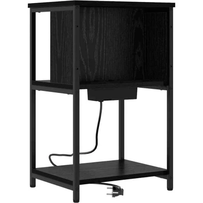 Image of vidaXL Bedside Cabinet Black oak 38 x 31 61 cm Engineered wood