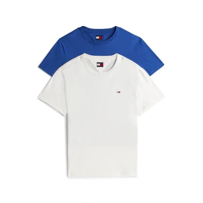 Image of Tommy Jeans 2 PACK Basic Tshirt, Men&#039;s, Size: 36/38, Ecru/tempo blue