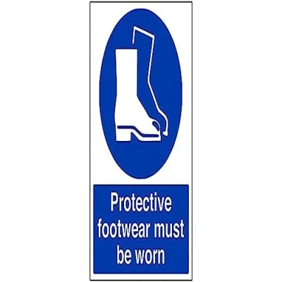 Image of V Safety Mandatory PPE Protective Footwear Must Be Worn 150 x 200 mm Sign