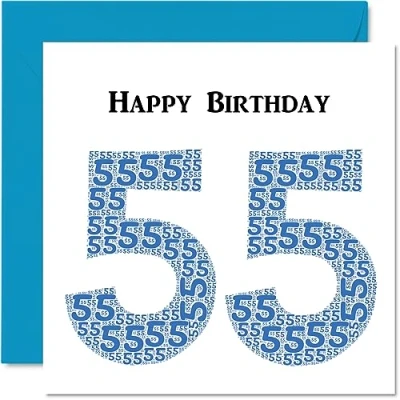 Image of Fun 55th Birthday Cards for Men Shapecloud Happy Card Dad Mum Grandad Nanny Grandma Uncle Auntie Cousin Friend, 145mm x Greeting Cards,