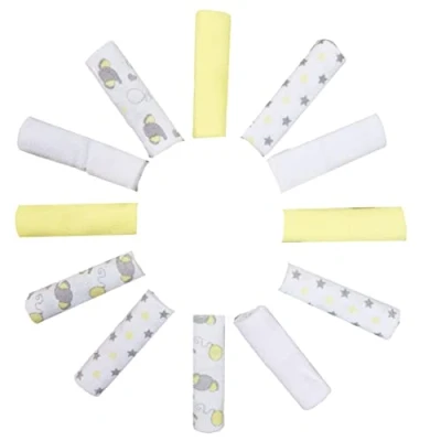 Image of Baby Girl Boy Wash Cloths Towel Flannel Wipes Pack of 12 (Lemon)