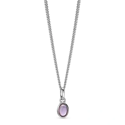 Image of OROVI Amethyst Crystal Gem Birthstone Necklace with 925 Sterling Silver Chain Violet (Jewellery Set)