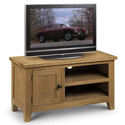 Image of Julian Bowen Astoria TV Unit, White Veneers, Waxed Oak, Height: 50, Width: 90, Depth: 40cm