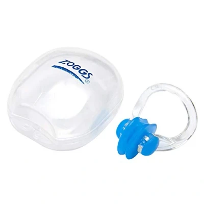 Image of Zoggs Silicone Swimming Nose Clip with Case, Blue/Clear, Adult, one size, 301653 999