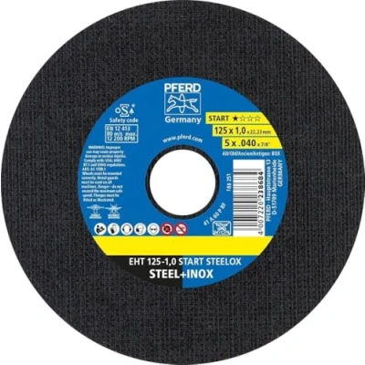 Image of PFERD Cutting Discs, Pack of 50 EHT 125 x 1.0 22.23 mm Straight Start Line Steelox 69198290 for Steel, Stainless Steel (INOX)