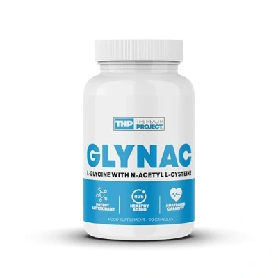 Image of The Health Project GlyNac 90 Capsules 1000mg of per Serving 500mg L Glycine N Acetyl cysteine (NAC) Healthy Aging Potent Antioxidant Vegan Friendly Servings