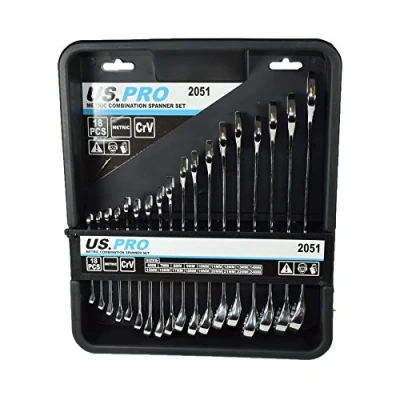 Image of AB Tools US Pro 18pc Metric MM Combination Spanner Spanners Wrench Set 6mm 24mm Bergen