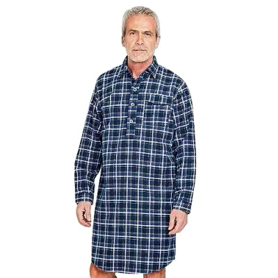 Image of Champion Mens Brushed Cotton Canterbury Checked Nightshirt Sleepwear Blue Check M
