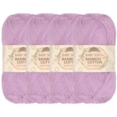 Image of JubileeYarn Baby Soft Bamboo Cotton Yarn 50g/Skein Lilacs 4 Skeins