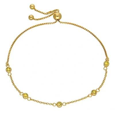 Image of jewellerybox Gold Plated Sterling Silver Citrine CZ Adjustable Bracelet