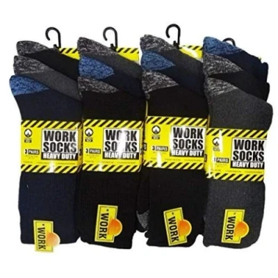 Image of 12 Pairs Men&#039;s Hard Wearing Heavy Duty Work Socks Safety Thermal Boot Reinforced Heel &amp; Toe Warmth and Comfort [Shoe Size 6 11 or Big Foot 14; Black Assorted Colours] (Assorted, 11)