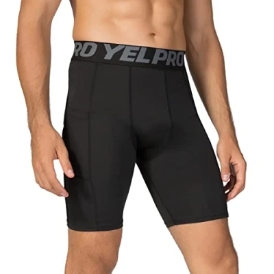 Image of Lixada Men&#039;s 3 Pack Performance Shorts Active Workout Underwear Base Layer Tights Short Leggings (Black&amp;Grey&amp;White(with Pockets), XXL)